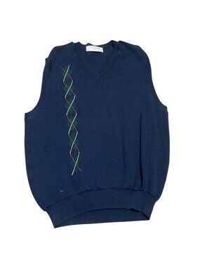 Fairway & Greene Sweater Vest Sz M Blue Argyle 100% Pima Cotton Golf Tennis Mens